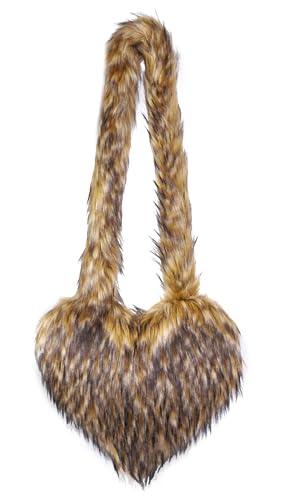 Image of Rejolly Heart Shaped Furry Purse for Women Soft Shoulder Bag Fluffy Faux Fur Trendy Y2K Girls Handbag
