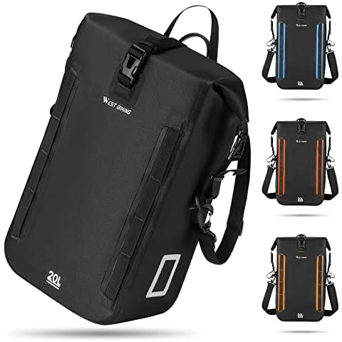ICOCOPRO Pannier Rack Bag Bicycle Bag Waterproof 20 L (Black) Cover