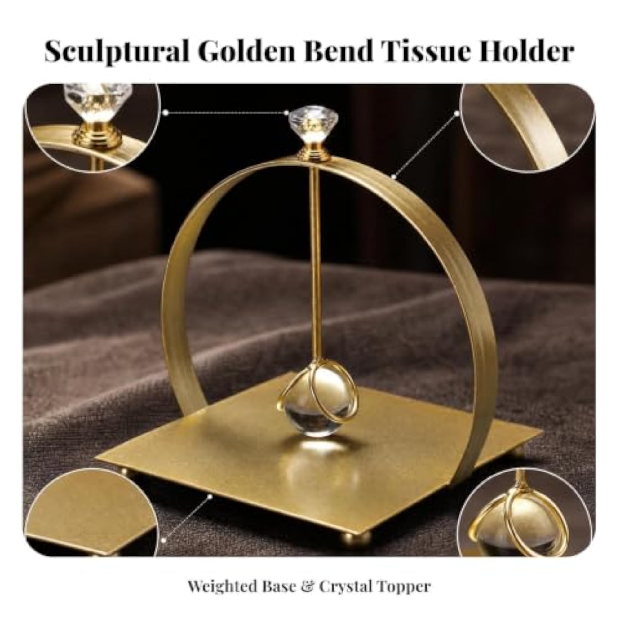 Flat Tissue Holder with Weighted Arm, Modern Design