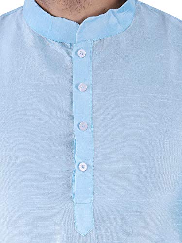 Image of HUZUR Men's Silk Solid Straight Long Kurta Pyjama Set| Ethnic Wear