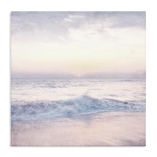 Crashing Beach Waves Sunrise, 30 x 30 Inch Canvas Wall Art