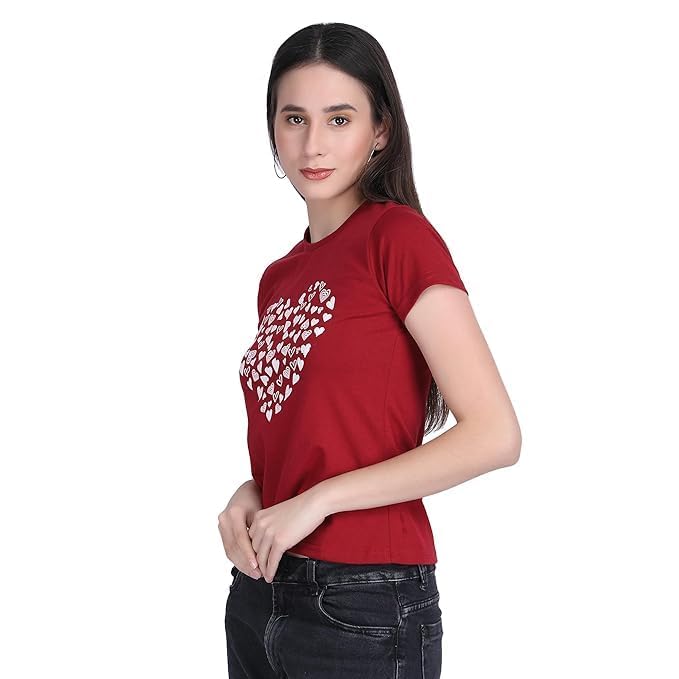 Image of Women's Slim Fit Graphic Printed T-Shirt | Soft 100% Cotton Fabric | Round Neck Half Sleeve Casual Top, Travel & College Pack of 2 Set