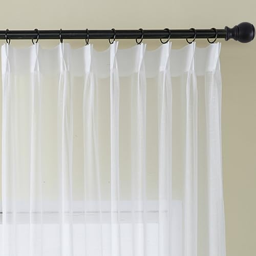 Ftinala White Sheer Curtain 84 Inches Long 1 Panel, Thin