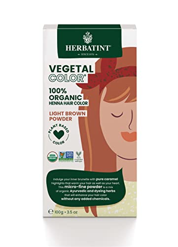 Herbatint Henna Color Organic Hair Dye - Plant-Based Henna Powder & Herbal Formula - Vegan - Light Brown - 3.5oz