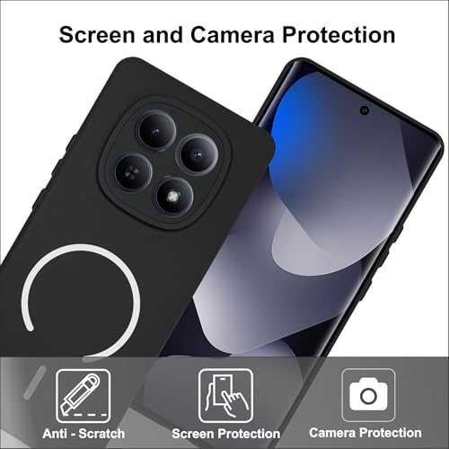 Image of SBMS Silicone Back Cover Case for Redmi Note 15 5G / Poco M8 5G | Soft Micro-Fibre Lining Inside | Magsafe Print On Back Side Camera Protection Bump | Shockproof Case for Mi Note 15 (Black)