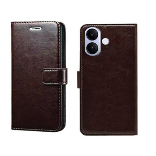Image of amazon basics Vivo V60 Lite 5G Flip Cover | Card Pockets Wallet & Stand | Flip Cover for Vivo V60 Lite 5G (Coffee)