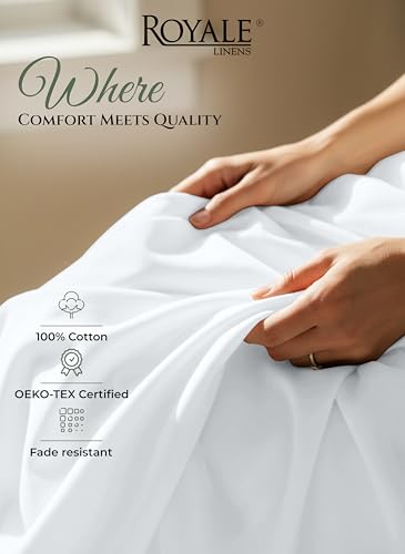 Image of Royale Linens 100% Organic Cotton King Size Flat Sheet Only - Percale Top Sheets - King Flat Sheet Sold Separately - Lightweight & Super Soft 100% Cotton White Bed Sheets Only (105 inch x 102 inch, White)