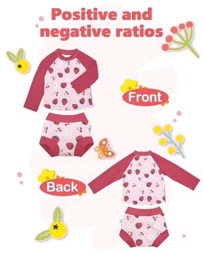 Image of ALVA 2 Pcs Long Sleeve Rash Guard Swim Diaper Sets, Baby Toddler Swimsuit UPF 50+ Sun Protection for Boy and Girl