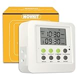 NOVKIT 3-in-1 Dual Outlet Timer Plug with Interval Cycle for Indoor, 7 Day 24 Hour Programmable Digital Repeat Timer Switch(15A, 1875W)