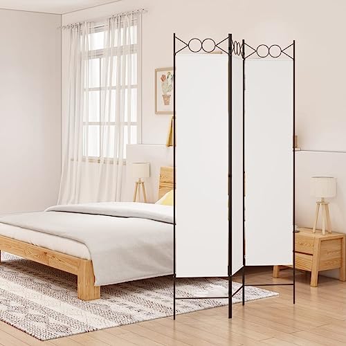Mhdvray 3-Panel White Fabric Room Divider 47.2"x78.7" Foldable Privacy Screen