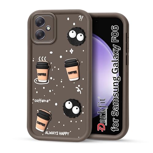 Image of DARKFIT Back Case Cover Compatible for Samsung Galaxy F06 5G | Cute Fun Cartoon 3D Ball | Coffee Silicone Case | Case Cover with Camera & Body Protection| Shock Proof | for Samsung F06 5G| Color Brown