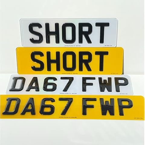 SHORT 3D / 4D Number Plates Front and Rear for Car/Van/Trailer Cover