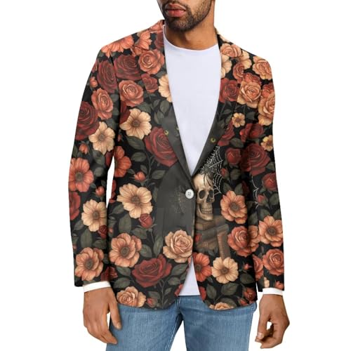 Halloween Blazer Men Lightweight Men's Suit Jacket for Party Banquet Regular Fit Mens Sport Coats with Pockets