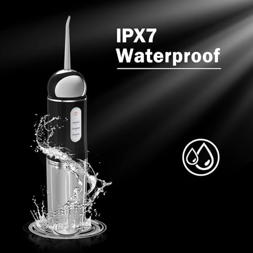 Water-Flosser-Cordless-Teeth-Cleaner MAKJUNS Water Dental Flosser with 3 Modes 4 Jets Rechargeable Dental Oral Irrigator for Home Travel (Premium Black)