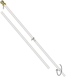 6ft Spinning Flag Pole - White Pole w/Gold Ball - Outdoor Wall Hanging Tangle Free Spinning Flag Pole - Black Label Special Edition