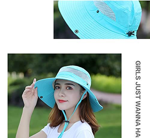 Outdoor Sun Hat Bucket Hats For Women Sun Protection Mesh Quick-Dry Cap Upf 50+ (Adjustable Size) Blue #TOP4