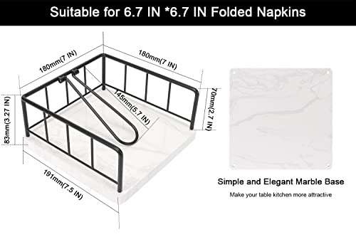 Livabber Flat Napkin Holder, Metal Kitchen Napkin Holder With Weighted Tension Arm Rustic Tissue Paper Dispenser For Countertop, Table Kitchen, Dining Room (With Marble Base, Black) #TOP1