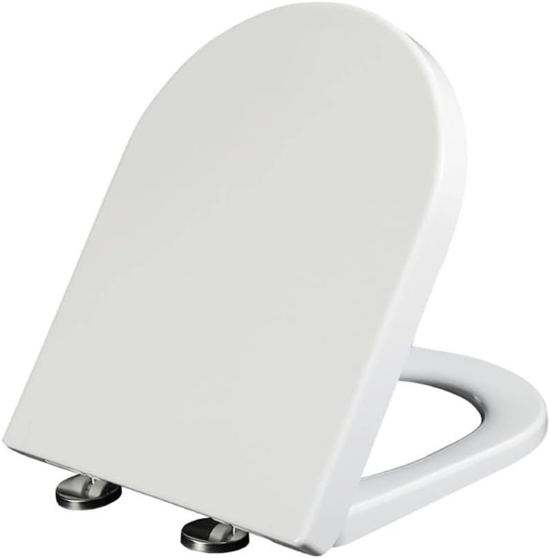 PP Material D Shape Toilet Seat - 36 * 46Cm White Soft Close Toilet Seats - Quick Release Hinge - Top Fixing Fittings Included
