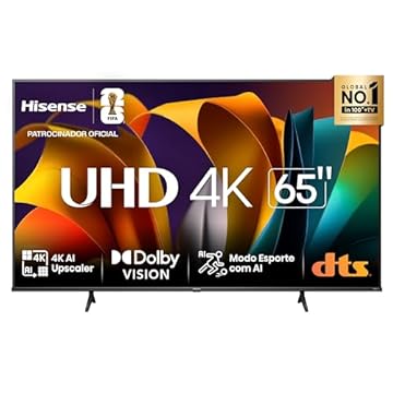 Hisense Smart TV UHD 4K DLED 65" Polegadas 65A6N com HDR10+ Dolby Vision Game Mode Controle por Voz Alexa Built-In AirPlay