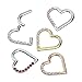 Amelia Fashion 16 GA Implant Grade Titanium Hinged Segment Hoop Ring With Half Pave CZ Heart (Choose Color) (Red)
