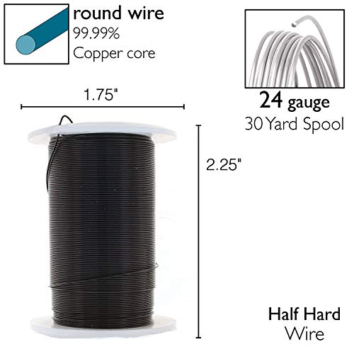 Image of The Beadsmith Wire Elements 24-Gauge Lacquered Tarnish-Resistant Copper Wire for Jewelry Making, 30 Yard, 27.43 Meter Spool