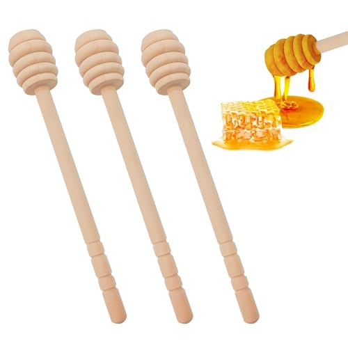 NIYATA 3Pcs Cuillère à Miel en Bois, Mélangeur Miel Bois,15CM Mélangeur à Miel,Cuillère Miel Bois Naturel,Convient pour Miel,Marmelade