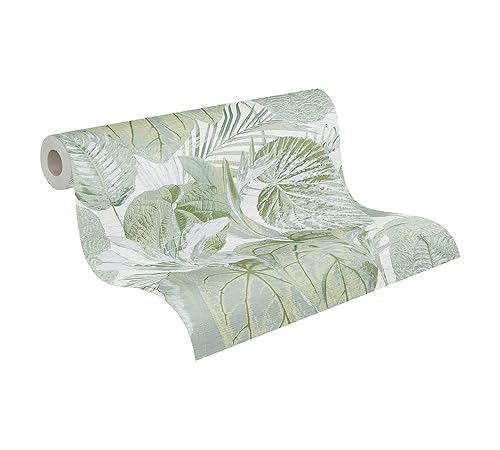 Livingwalls 393554 Papier peint intissé Motif jungle Vert/blanc/gris/doré 10,05 x