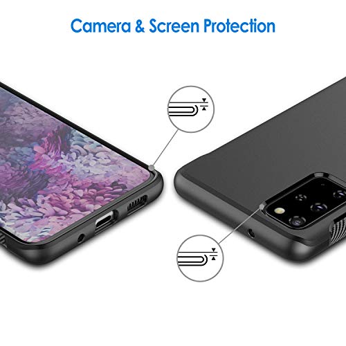 JETech Slim Fit Case for Samsung Galaxy S20 Plus 5G (2020), Thin Phone Cover with Shock-Absorption and Carbon Fiber Design (Black)