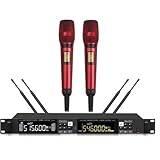 UHF Professional Wireless Microphone System with Dual Handheld SKM 9000 Mics Red，Ideal for Church, Theatre, Stage Performance