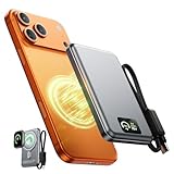 アップグレード版【MagSafe対応15W急速充電】超薄型 モバイルバッテリー 軽量 小型 まぐせーふ対応 マグネット式ワイヤレス充電器 ケーブル内蔵 PD22.5W 10000mAh大容量 3台同時充電可能 PSE認証済iPhone/iPad/Android/Airpods/Apple Watch 旅行/出張/災害用 機内持ち込み可