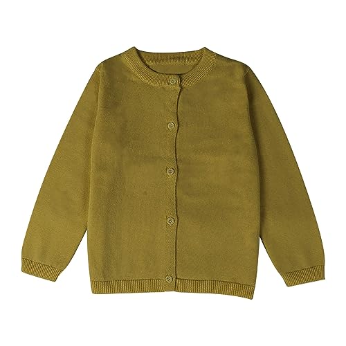 Boys Girls' School Uniform Basic Cardigan Sweater Kids Long Sleeve Button Up with Ribbed Cuffs (G, 18-24 Months)