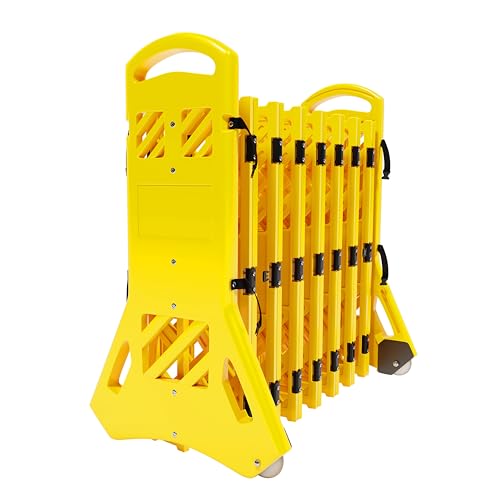 Berry Expandable Plastic Safety Barrier 4 Meter | Yellow Extendable Warning Barrier with Wheels | Portable Crowd Control & Hazard Barrier for Indoor & Outdoor Use