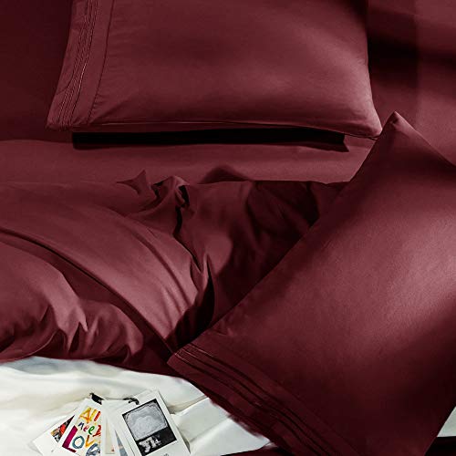 Sonoro Kate Bed Sheet Set Super Soft Microfiber 1800 Thread Count Luxury Egyptian Sheets Fit 18-24 Inch Deep Pocket Mattress Wrinkle-6 Piece (Burgundy, King) #TOP11
