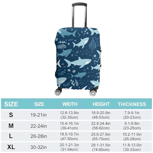 Luggage Cover Dustproof Anti-scratch Suitcase Cover Elastic Travel Suitcase Protector Sharks Washable Baggage Case Luggage Sleeves Fits 18-32 Inch Luggage2