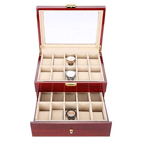 FASJ Vitrine de Montre, boîte de Montre 20 Fentes durables pour Le Stockage et l'affichage pour Hommes Femmes Cover