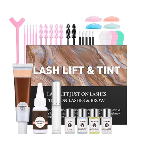 2-in-1 Lash Lift and Tint Kit,Lash Lift Set,Eyelash Perming Kit,Professional Eyelash Perming and Brow Lamination Set with All Tools Included,Semi-Permanent Curling and Dye for Salon and Home(Black)