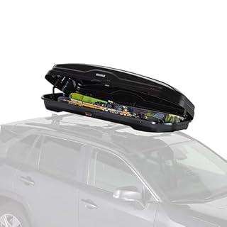 Yakima Roof Cargo Carrier, Vehicle Rooftop Hard Shell Travel Storage Box with SKS Lock, SkyBox NX Skinny, 12 Cubic Feet, Black