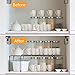 WOSOVO Set of 2 Kitchen Cabinet Organizer and Storage Shelves Stackable Expandable Storage Racks with Anti-Slip Liners for Cabinet Pantry, Bronze