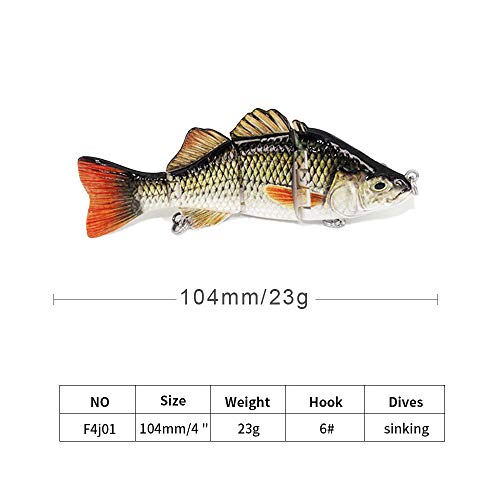 ODS Lure Bass Lure 4” Fishing lure Kit Lifelike Jointed Swimbaits Mulit Section Swimbait for Bass Trout Walleye Pike (F4J01-Kit 1) - Image 2