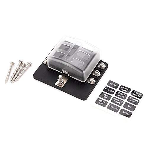 Sangmei Suporte de caixa de fusíveis de lâmina de 6 vias Blocos de fusíveis de lâmina padrão com ind