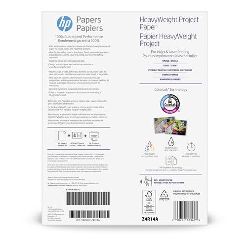 HP HeavyWeight Project Paper, Matte, 8.5x11 in, 40 lb, 250 sheets, works with inkjet, PageWide, laser printers (Z4R14A) by HP - Image 2