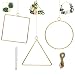 Pack of 3 Matte Brass Champagne Geometric Wire Round Triangle Square Hoop Frame for DIY Flower Arrangement Wreath Macrame Wall Hanging Wedding Baby Shower Backdrop Decor Geometric Wire Wall Decor