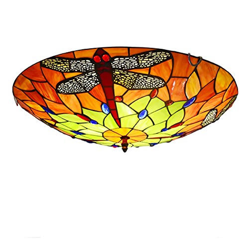 Plafonnier LED vitrail vintage libellule pour lustre de salon chambre cuisine