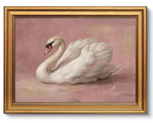 Image of NALEPS Vintage Swan Framed Wall Art, Swan Picture Wall Decor,12x16 In