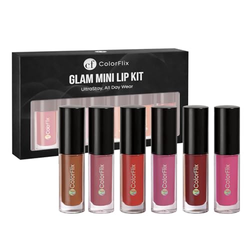 Image of ColorFlix Glam Mini Lip Kit - Set of 6 UltraStay Long Lasting Lipsticks, Matte & Creamy Texture, Smudge-Proof, Travel-Friendly Lip Shades, Perfect for Party Look & Gifting (2ml Each)