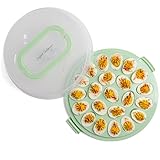 Crafted Containers Deviled Egg Carrier with Lid & Handles, 22-Count Portable...
