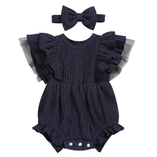 Image of TITKKOP Ruffle Bubble Romper for Baby Girl | One-Piece Shorts Jumpsuit | Summer Outfit & Dress for Infants 0-18M