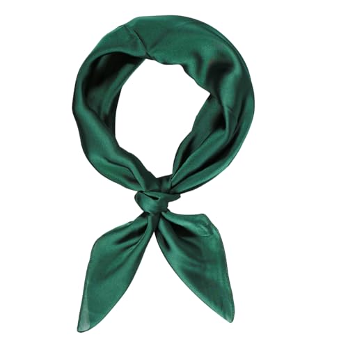 Bliceon Square Satin Silk Scarf Women Plain Neck Bandanas 50s Retro Women Lightweight Scarf Large Square Satin Headscarves Green Accessories for Womens (70x70cm)