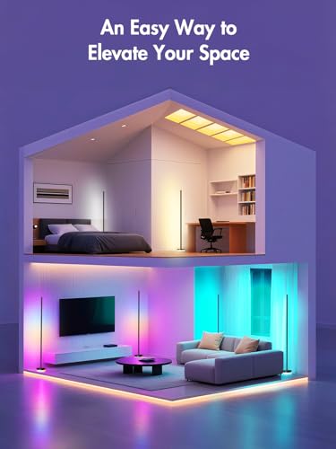 Image of OIYN Corner Floor Lamp 2 Pack,RGBICW LED Corner Lamp with 1300lm Smart Modern Floor Lamp,App & Remote Control,Music Sync,Color Changing Standing Lamp for Bedroom Living Room and Gaming Rooms