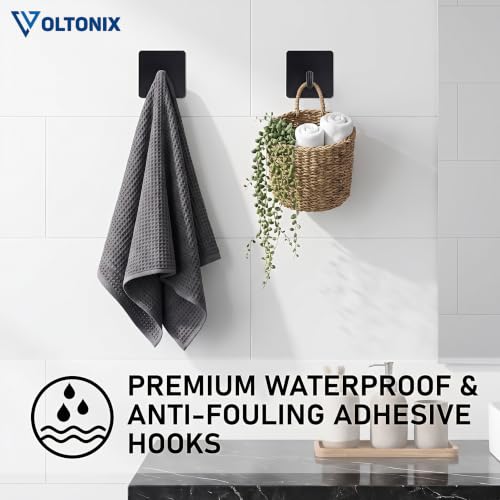 Image of Adhesive Hooks, Shower Wall Stick on Hooks, Round, Black | Metal Material, Compact Design, Peel and Stick, for Bathroom Kitchen Livingroom Office RV